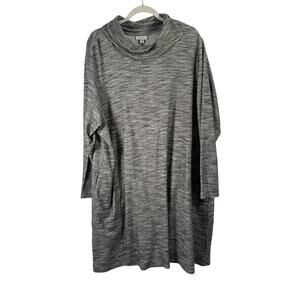Pure Jill J Jill Heathered Grey 100% Cotton Dress Cowl Neck Pocket Women Plus 3x